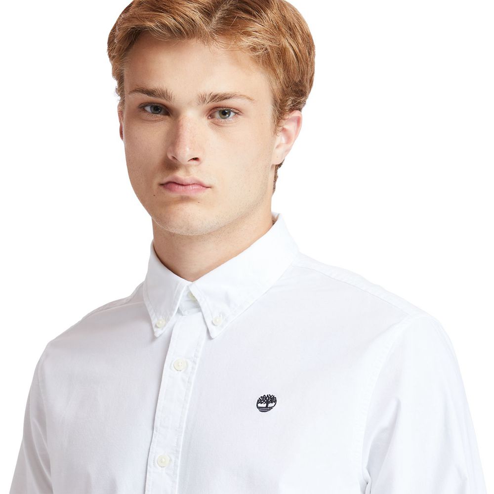 Timberland Mens Shirts Pleasant River Stretch Oxford - White - India XE7016298